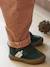 Mid-top fur-lined leather trainers with touch 'n' close fastening for babies camel+green+navy blue - vertbaudet enfant 