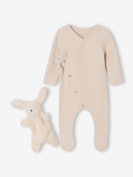 Ensemble naissance combinaison + doudou beige chiné - vertbaudet enfant 