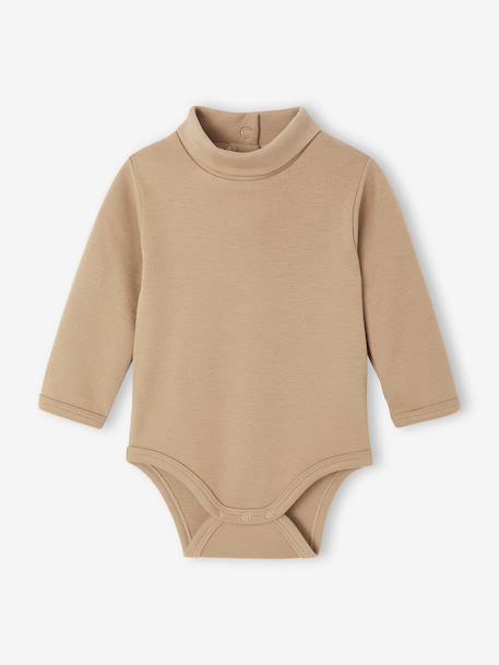 Lot de 2 bodies naissance en interlock 1 rayé + 1 uni beige - vertbaudet enfant 