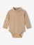 Pack of 2 Bodysuits in Interlock, 1 Striped + 1 Plain, for Newborns beige - vertbaudet enfant 