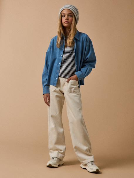 Girl's straight-leg jeans by CYRILLUS ecru - vertbaudet enfant 