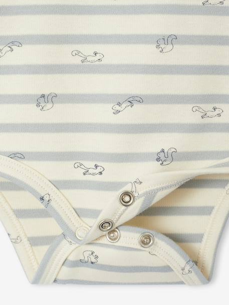 Pack of 2 Bodysuits in Interlock, 1 Striped + 1 Plain, for Newborns beige - vertbaudet enfant 