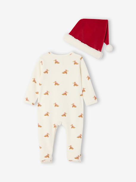 Footed Jumpsuit & Beanie Combo, Christmas Capsule Collection ecru - vertbaudet enfant 