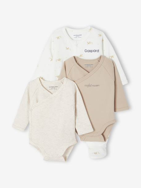 Pyjama bébé en velours + 2 bodies coffret cadeau naissance écru - vertbaudet enfant 