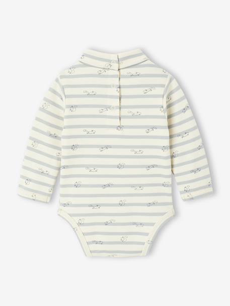 Pack of 2 Bodysuits in Interlock, 1 Striped + 1 Plain, for Newborns beige - vertbaudet enfant 