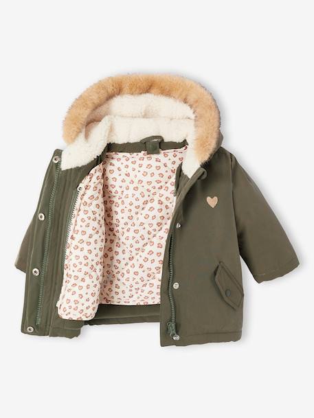 Parka + lightweight jacket 3-in-1 for babies old rose+olive - vertbaudet enfant 