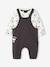 Ensemble bébé Peanuts Snoopy + T-shirt + salopette anthracite - vertbaudet enfant 