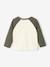 Long-sleeved baby t-shirt with placement print on the front khaki+navy blue - vertbaudet enfant 