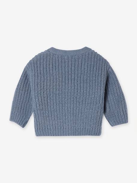 V-neck cardigan for babies in chunky knit grey blue+slate grey - vertbaudet enfant 