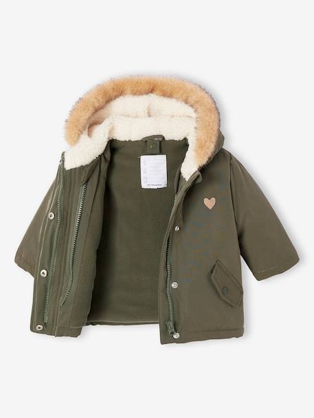 Parka + lightweight jacket 3-in-1 for babies old rose+olive - vertbaudet enfant 