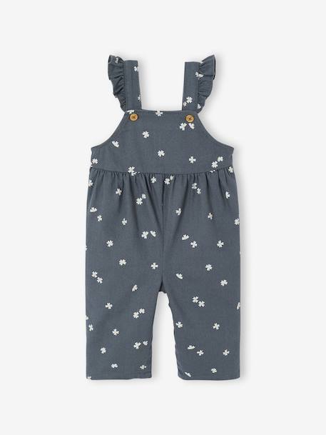 Printed Twill Dungarees for Babies slate grey - vertbaudet enfant 