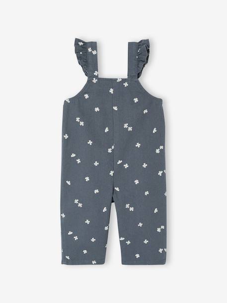 Printed Twill Dungarees for Babies slate grey - vertbaudet enfant 