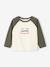 Long-sleeved baby t-shirt with placement print on the front khaki+navy blue - vertbaudet enfant 