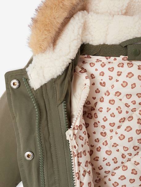 Parka + lightweight jacket 3-in-1 for babies old rose+olive - vertbaudet enfant 