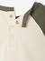 Long-sleeved baby t-shirt with placement print on the front khaki+navy blue - vertbaudet enfant 