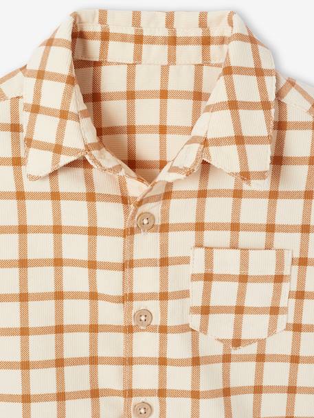 Gingham velvet baby shirt caramel - vertbaudet enfant 