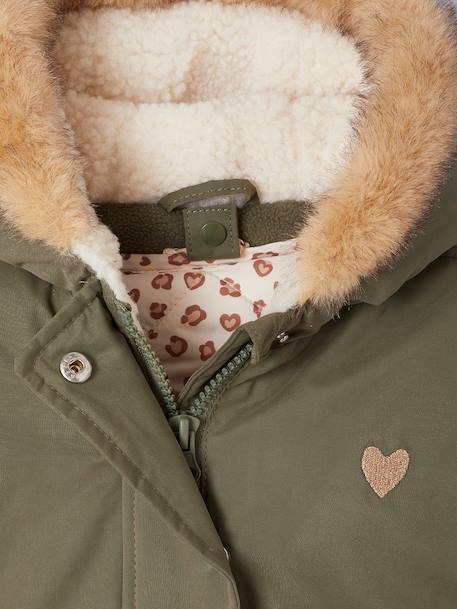 Parka + doudoune fine bébé 3 en 1 olive+vieux rose - vertbaudet enfant 