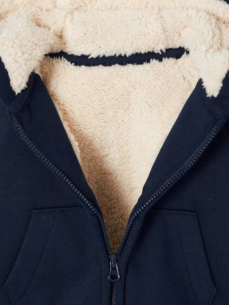 Zipped hooded cardigan for babies in fully lined fleece navy blue - vertbaudet enfant 