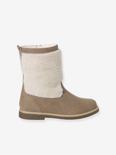 Bottes enfant fille synthétique fourrées zippées taupe - vertbaudet enfant 