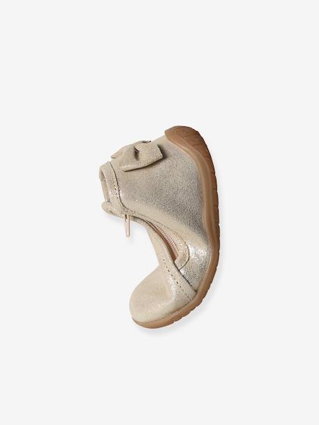 Chaussons zippés souples en cuir bébé or+vieux rose - vertbaudet enfant 