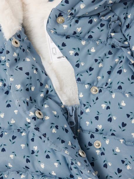 Asymmetric Jacket, Lined, for Babies grey blue+iridescent copper+Light Pink/Print - vertbaudet enfant 