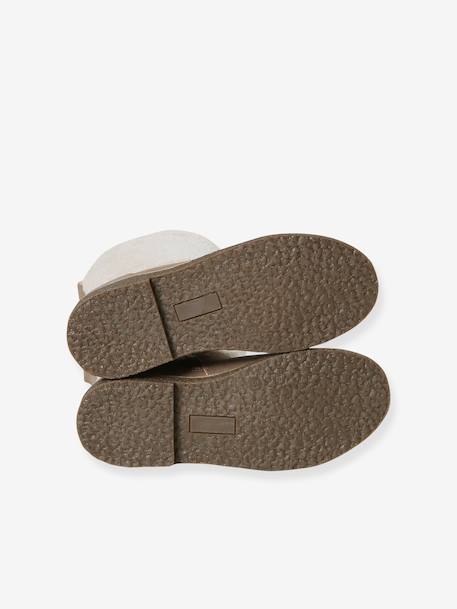 Zip-Up Faux-Fur Lined Boots for Girls taupe - vertbaudet enfant 