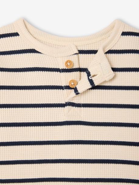 Lot de 2 T-shirts bébé manches longues nid d'abeille rayé marine - vertbaudet enfant 