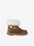 Fur-Lined Zip Leather Boots for Girls brown - vertbaudet enfant 