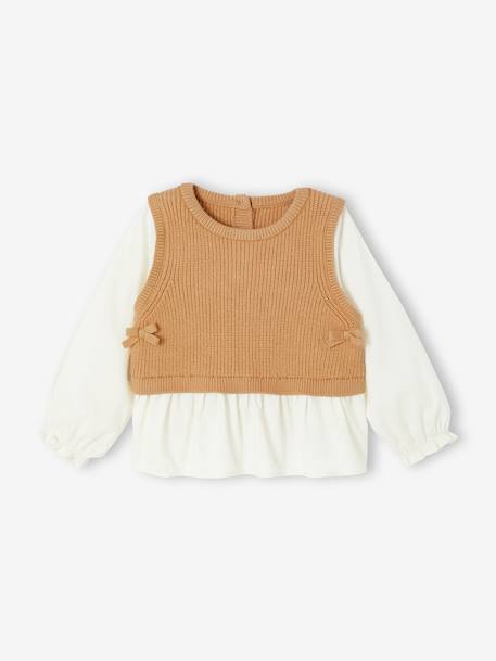 Set of 3 baby items: 2-in-1 jumper + short + scarf terracotta - vertbaudet enfant 