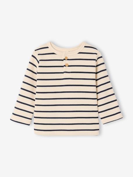 Pack of 2 long-sleeved honeycomb t-shirts for babies striped navy blue - vertbaudet enfant 