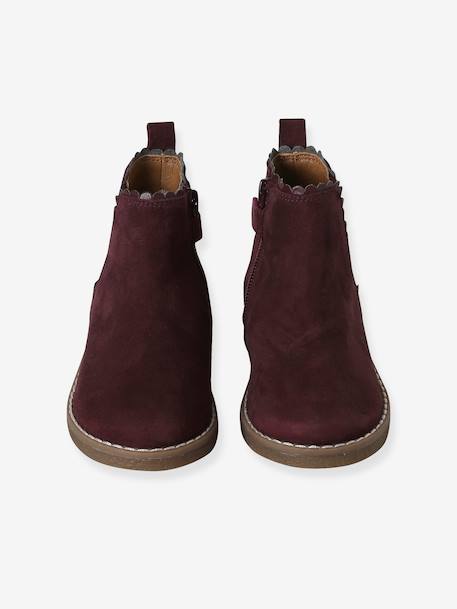 Leather Boots for Girls bordeaux red+camel+gold+green+navy blue - vertbaudet enfant 