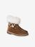 Fur-Lined Zip Leather Boots for Girls brown - vertbaudet enfant 