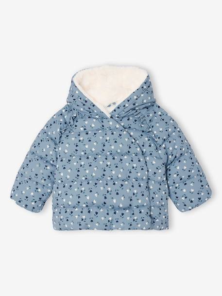 Doudoune doublée bébé asymétrique bleu grisé+cuivre irisé+rose poudré - vertbaudet enfant 