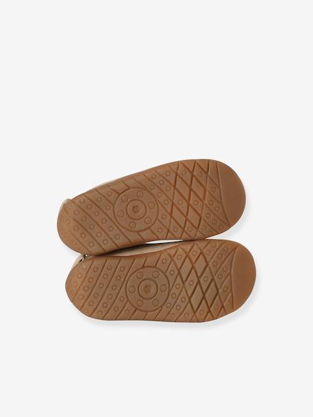 Chaussons zippés souples en cuir bébé or+vieux rose - vertbaudet enfant 