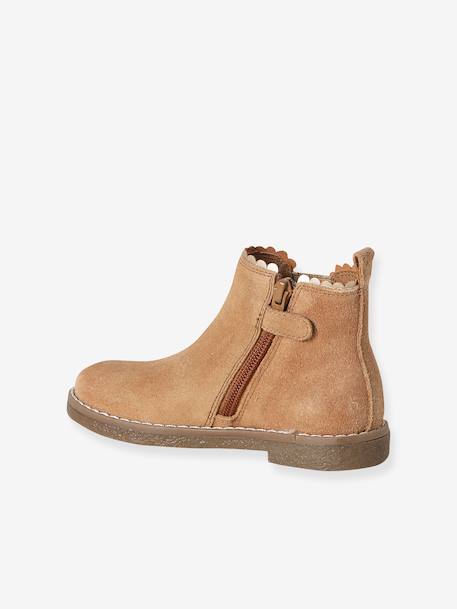 Leather Boots for Girls bordeaux red+camel+gold+green+navy blue - vertbaudet enfant 