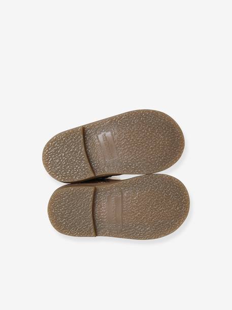 Fur-Lined Zip Leather Boots for Girls brown - vertbaudet enfant 