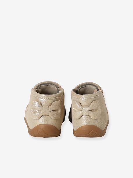 Chaussons zippés souples en cuir bébé or+vieux rose - vertbaudet enfant 