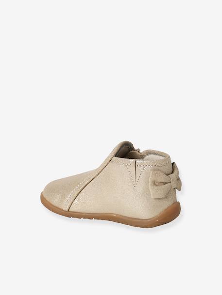 Chaussons zippés souples en cuir bébé or+vieux rose - vertbaudet enfant 