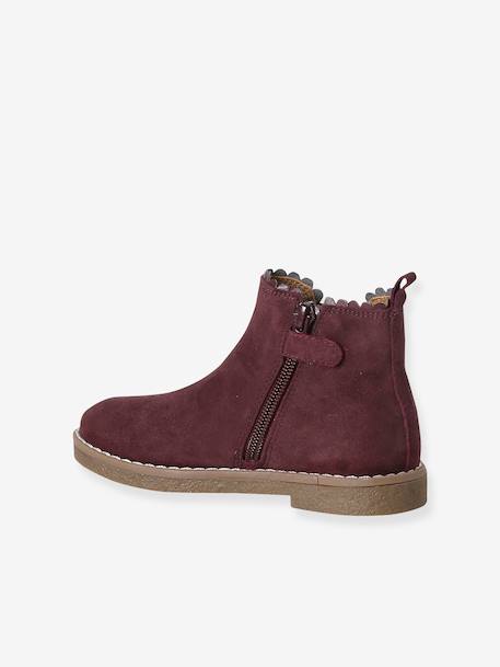 Leather Boots for Girls bordeaux red+camel+gold+green+navy blue - vertbaudet enfant 