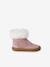 Fur-Lined, Zipped Leather Boots for Baby Girls old rose - vertbaudet enfant 
