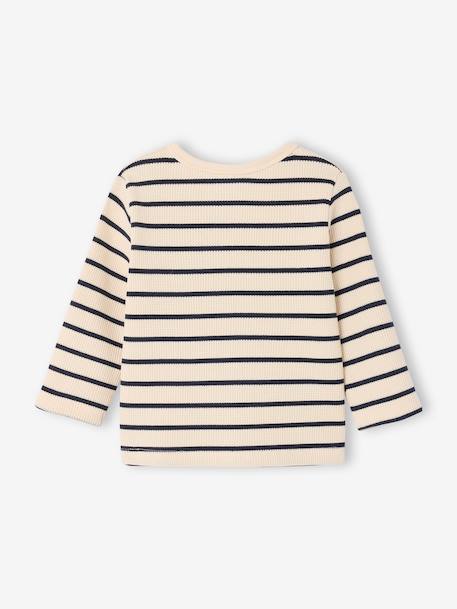 Lot de 2 T-shirts bébé manches longues nid d'abeille rayé marine - vertbaudet enfant 