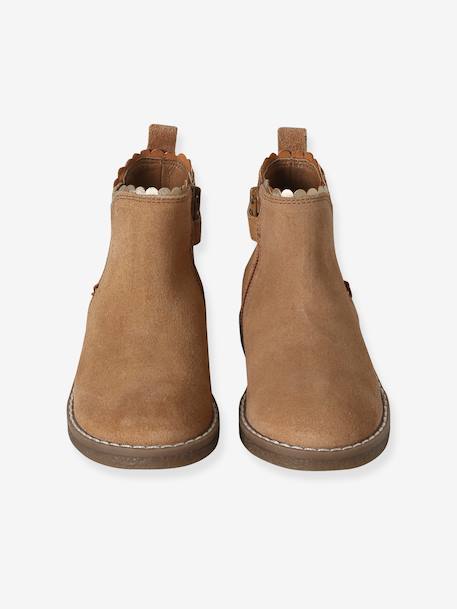 Leather Boots for Girls bordeaux red+camel+gold+green+navy blue - vertbaudet enfant 