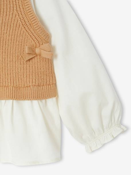 Set of 3 baby items: 2-in-1 jumper + short + scarf terracotta - vertbaudet enfant 