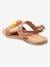 Sandales en cuir fille avec pompons ROSE - vertbaudet enfant 
