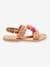 Leather Sandals with Pompons for Girls Pink - vertbaudet enfant 