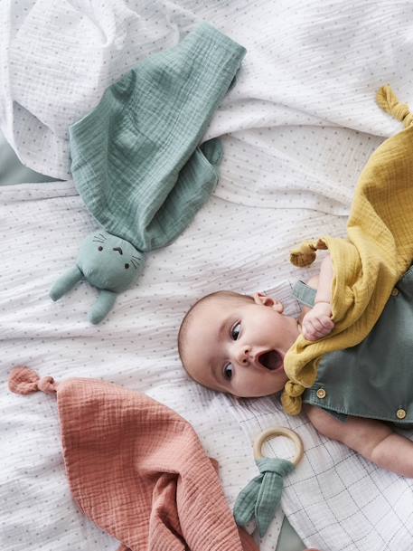Baby Comforter Toy + Round Rattle Green/Multi+Light Pink+Yellow - vertbaudet enfant 
