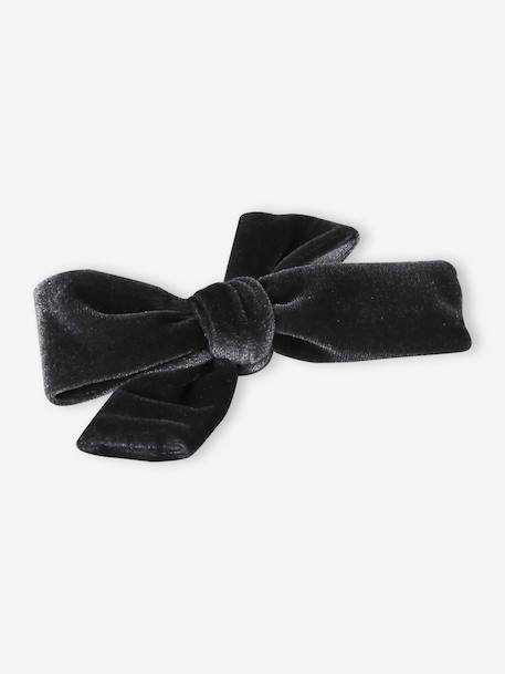 Ensemble serre-tête et barrette fille en velours anthracite - vertbaudet enfant 