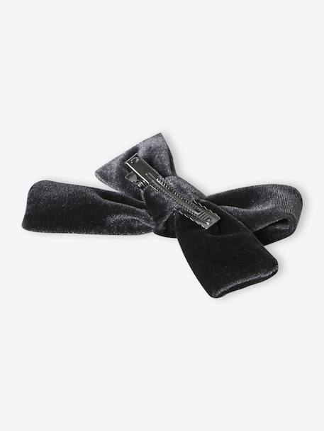 Ensemble serre-tête et barrette fille en velours anthracite - vertbaudet enfant 