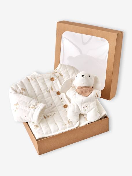 Quilted Corduroy Jacket + Comforter Set for Newborns ecru - vertbaudet enfant 