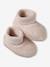 Set of beanie, mittens and slippers in organic cotton and its customisable pouch ecru+marl beige+rose - vertbaudet enfant 